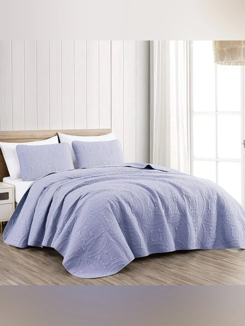 Classic Quilted king 3 piece Bedspread Set in Lavender